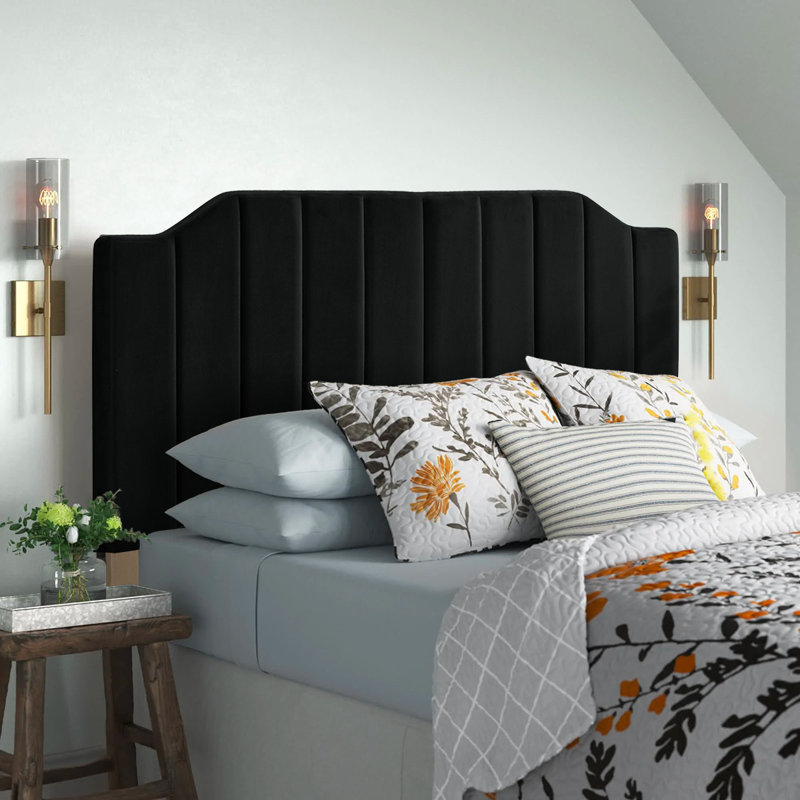 Tête de lit tapissier à hauteur ajustable, capitonnée et capitonnée avec tête de lit courbée en bois massif, Grand lit, Vert
