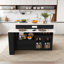 Îlot de cuisine avec table extensible, table de salle à manger extensible avec armoires à porte en verre avec prise intégrée, pour 2 à 4 personnes-746257206