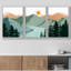 «Pastel Green Mountain Forest River», reproduction sur toile 3 pièces-91177532-91022095