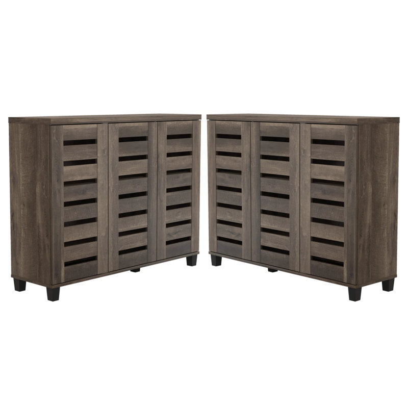 Lismore 3-Door Shoe Storage Cabinet (Set Of 2) – Holds 40 Pairs, Dark Dusty Oak