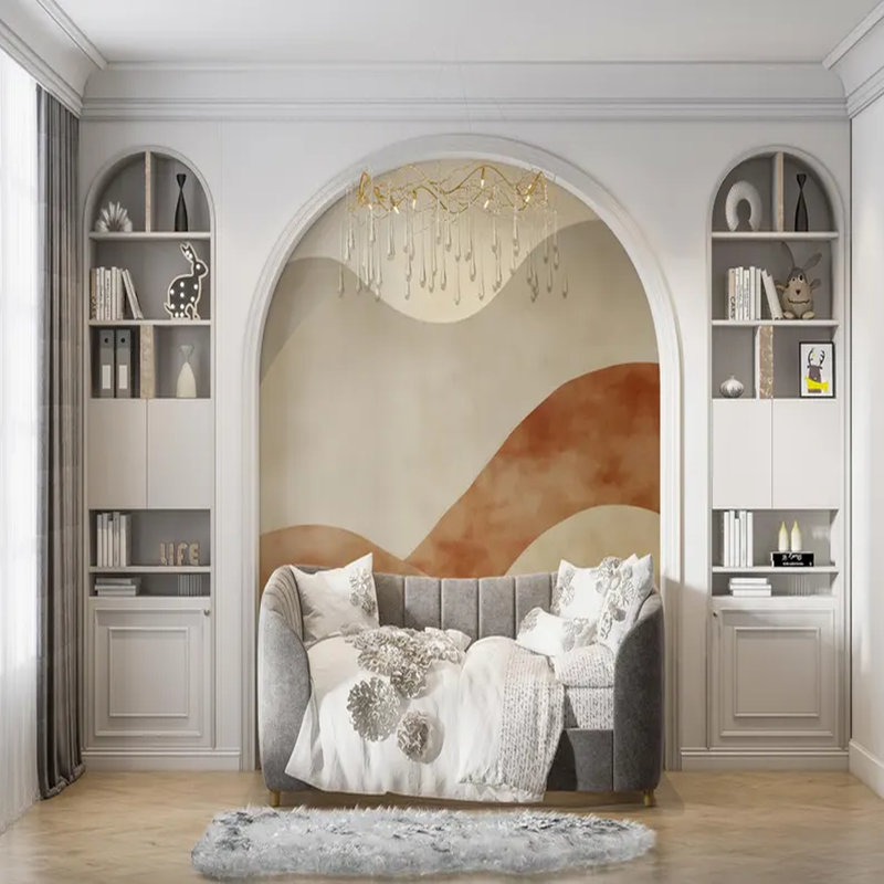 Desert Harmony - Murale abstraite aux tons de terre doux, L 96 po x l 108 po