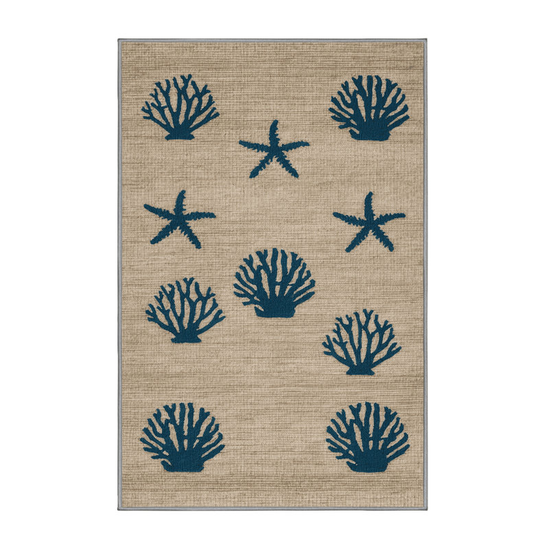 Tapis bord de mer lavable Minimalist Marine Plus, Rectangulaire 2 pi x 3 pi