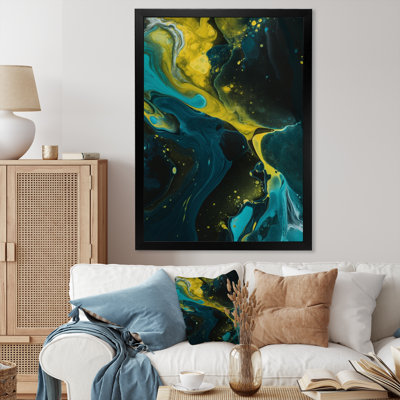 Sarcelle et jaune liquide Dreams I sur toile