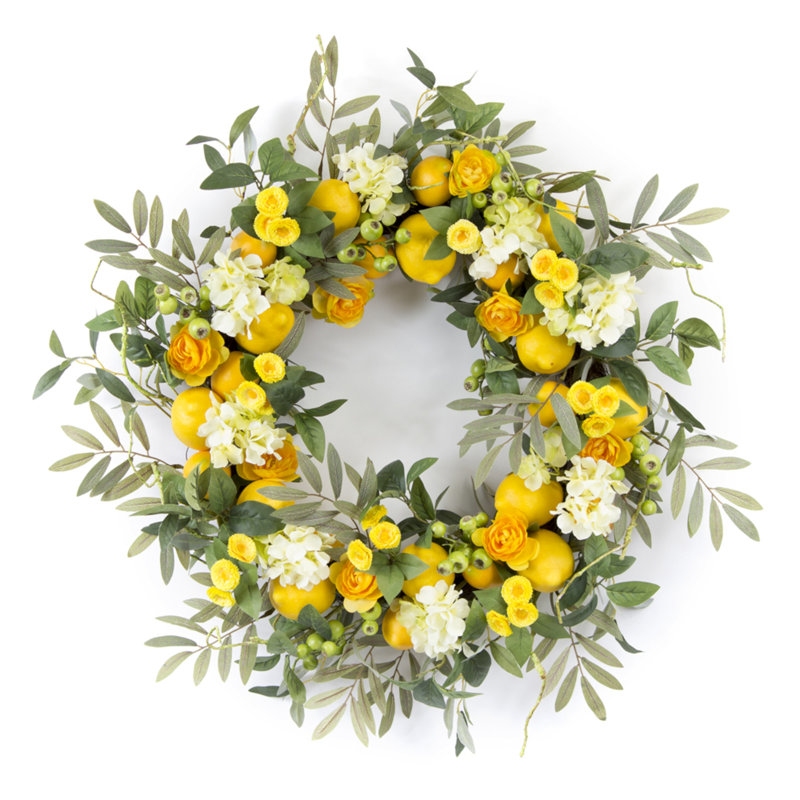 Lemon/Floral Foam Wreath, 28" H x 28" W x 6.5" D