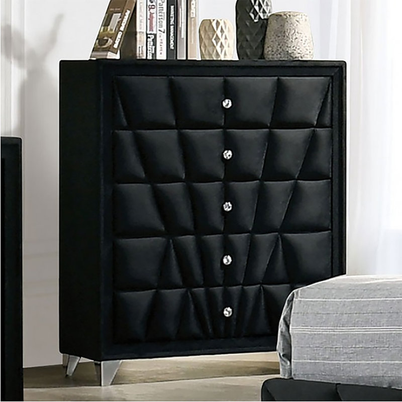 Junita 41'' W 5 - Drawer Dresser, Black