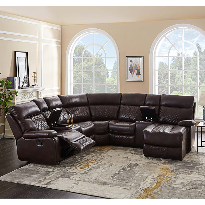 Canapé modulaire en cuir 5 pièces Lyzette