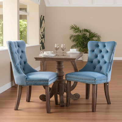 Milva Velvet Dining Chairs Upholstered High-end Tufted Dining Room Chair with Nailhead Back Ring