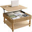 Table basse à plateau relevable cannelé 31,5 pouces avec rangement ouvert et caché