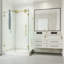 Cabine de douche coulissante sans cadre avec verre transparent 3/8 et base Winslow l 48 po x P 36 po x H 80 po-50877761-50877757
