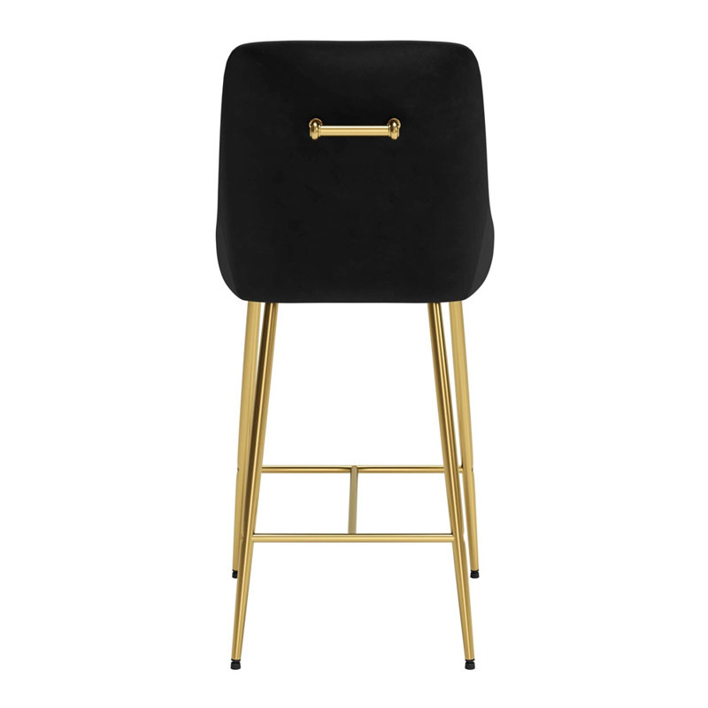 Grisette Upholstered Counter Stool with Metal Frame, Black