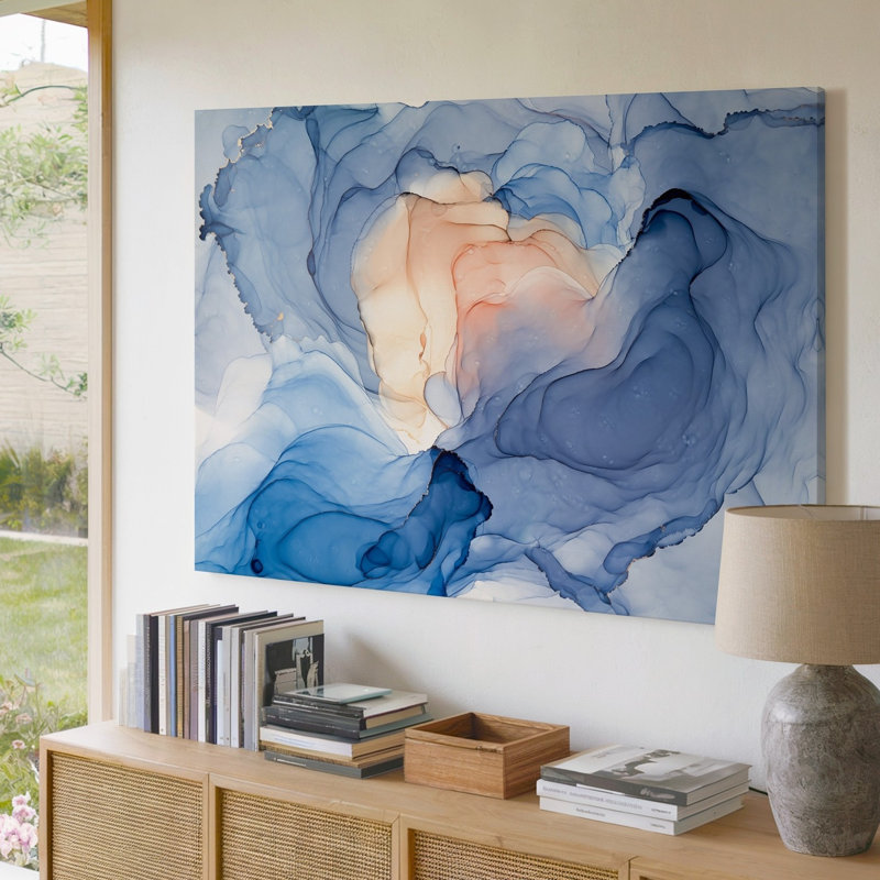 Toile, une composition abstraite envoûtante avec des formes tourbillonnantes fluides que l'art mural s'entrelace gracieusement dans de douces nuances d'art sur toile