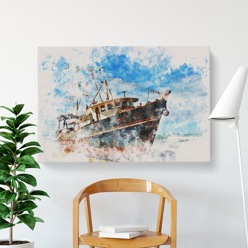 Boat Wreck on the Beach - Wrapped Canvas, 40cm H x 60cm W x 3cm D