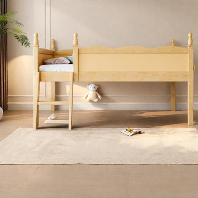 Lits mezzanine avec rangement Safe, lit simple en bois aggloméré, maison de campagne rustique moderne