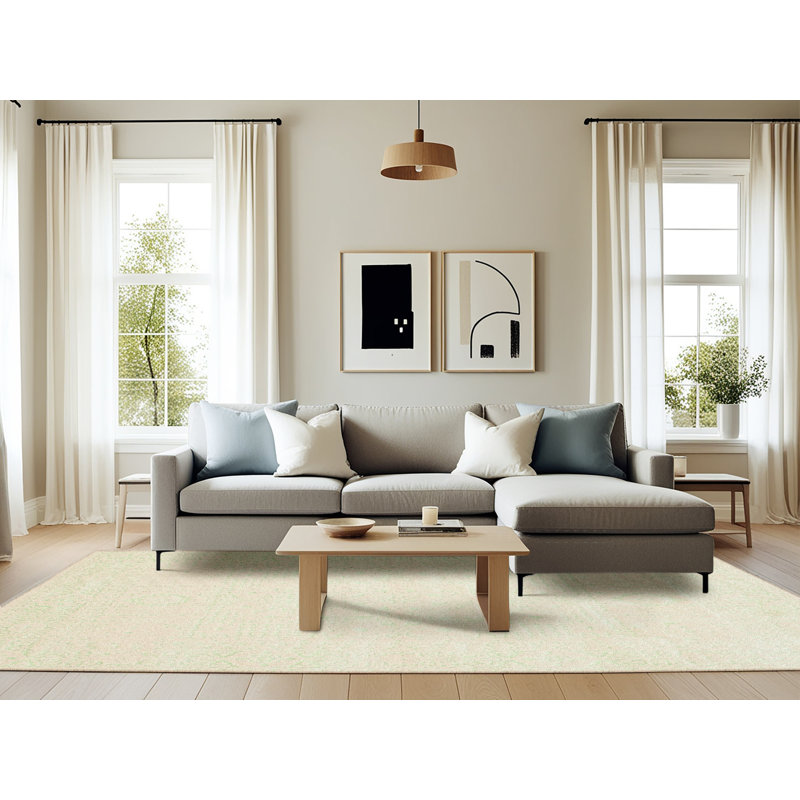 Tapis beige contemporain, Rectangle 6 pi x 9 pi