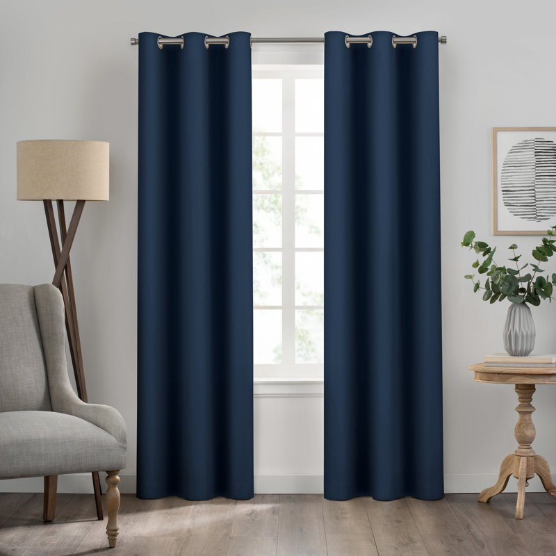 Eclipse Kendall Grommet Solid Blackout Curtain Panel, 42" W x 54" L, Black