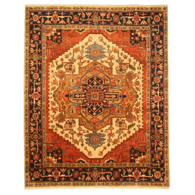 Luxurious Oriental Ivory Hand Knotted Wool Traditional Area Rug