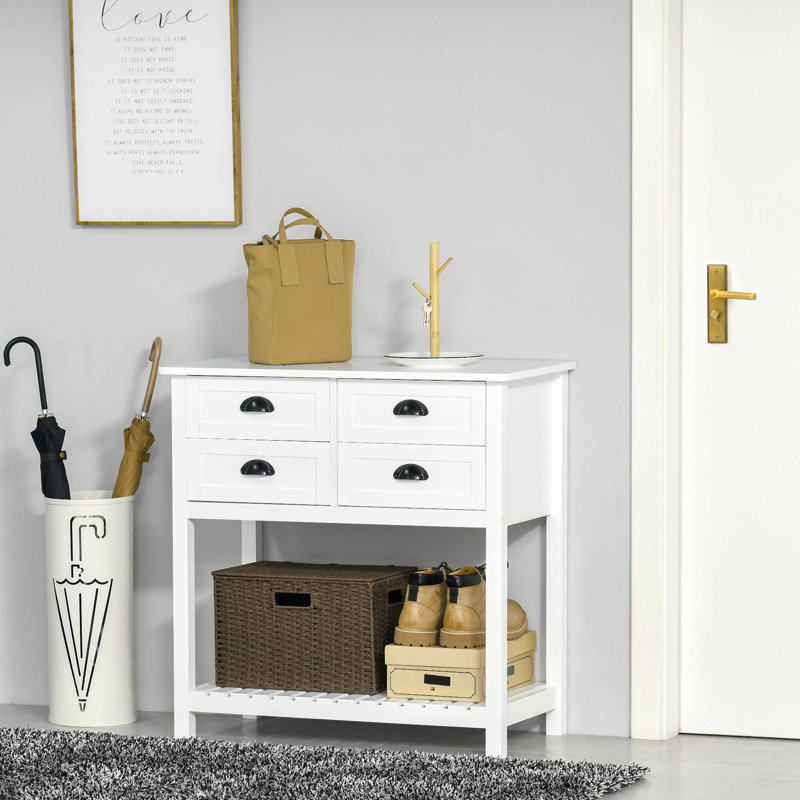 HOMCOM Coffee Bar Cabinet, Sideboard Buffet Cabinet, Kitchen Cabinet With 4 Drawers And Slatted Bottom Shelf For Kitchen, Living Room