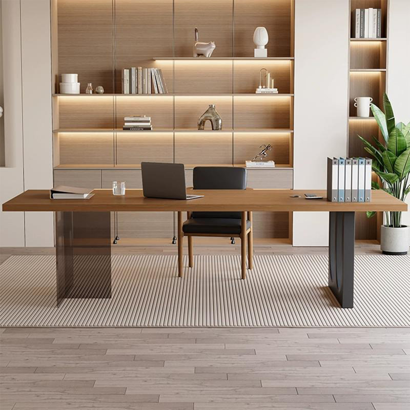 Bureaux rectangulaires en bois massif noyer, H 29,53 po x l 86,61 po x P 31,5 po