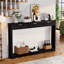 Console en bois à motif ondulé avec tiroirs-886484130