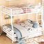 Lit superposé double au-dessus de grand lit double avec lit gigogne, en fer blanc, robuste et stable pour tous les décors ménagers. Assemblage sans effort.-1121716211-1121715980