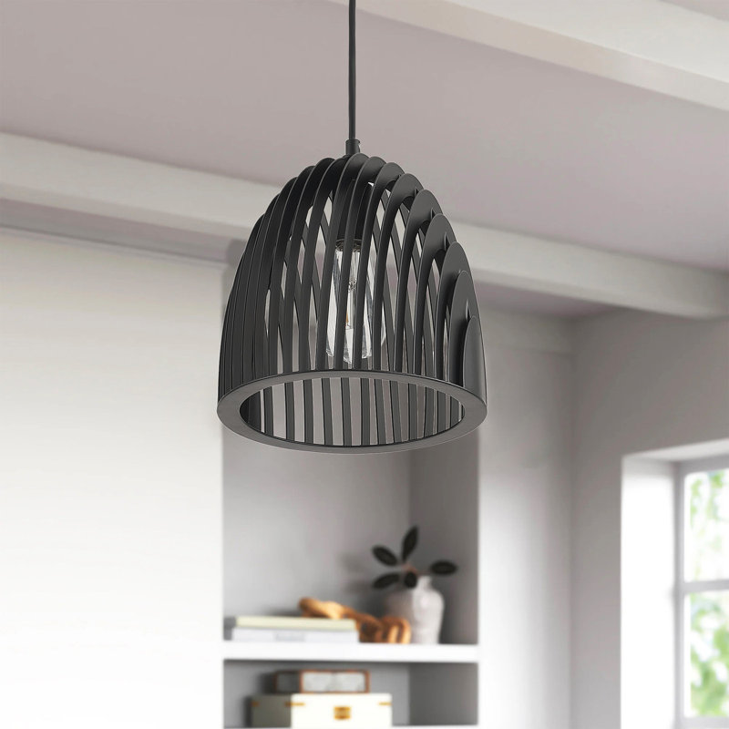 Luminaire suspendu en fer noir mat 1 lumière, Noir mat, Noir