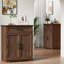 Armoires décoratives 1 porte à 2 portes avec rangement pour le salon, la cuisine, le vestibule, le garde-manger et 4 tablettes suspendues-1129420669