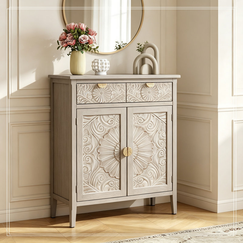 Armoire de rangement en bois avec tiroir et portes