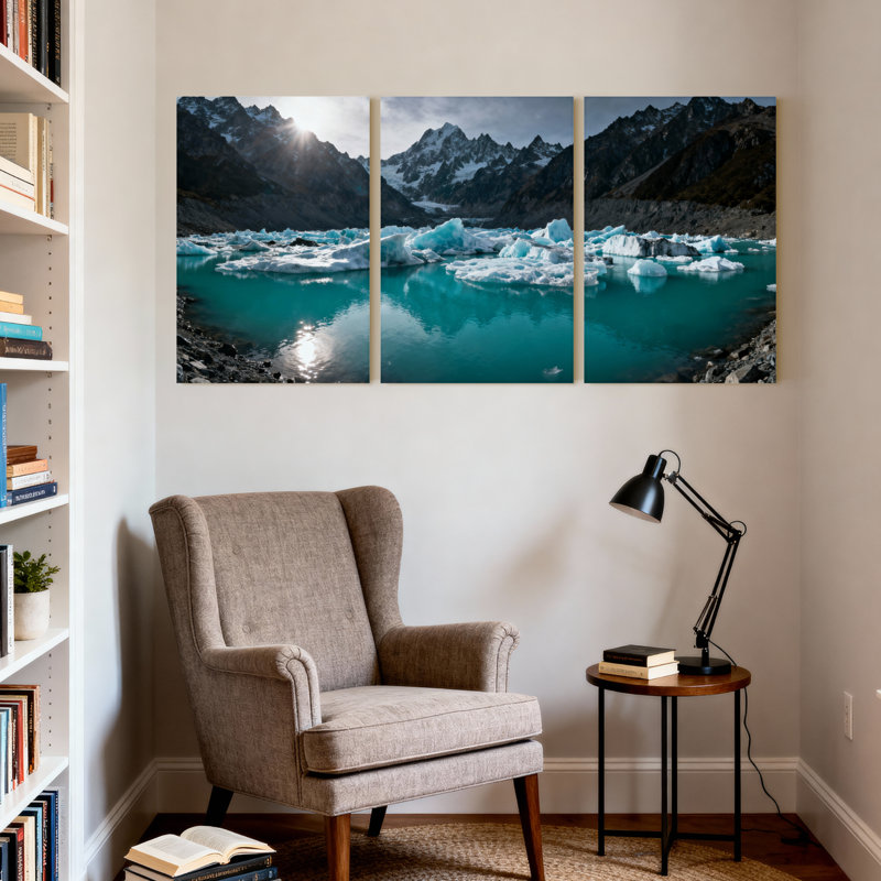 Ensemble de 3 toiles d'art paysages et paysages urbains, H 30 po x l 60 po