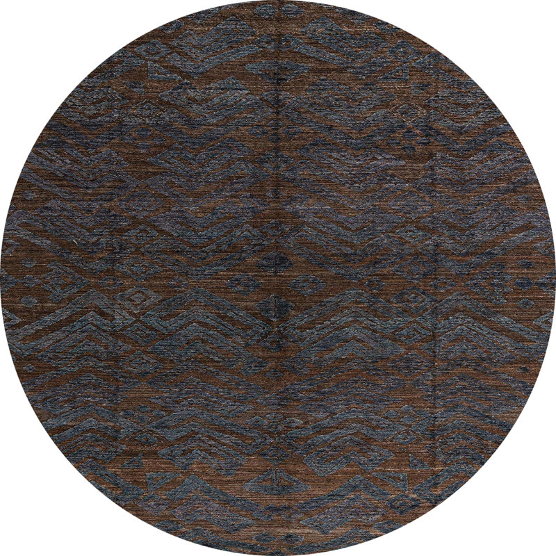 Tapis décoratif multicolore à motif abstrait, Rond 6 pi