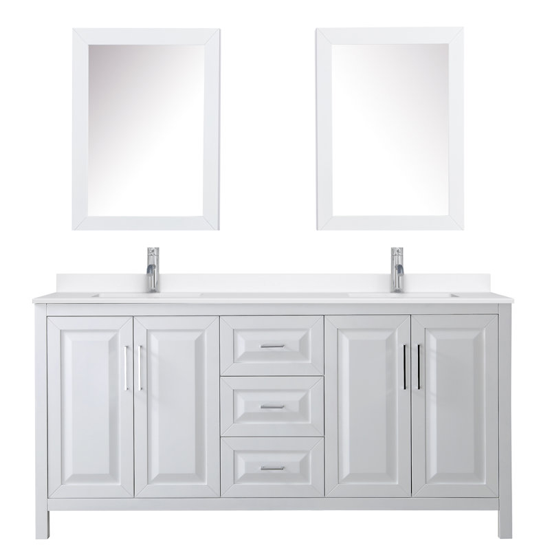 Daria 72'' W Vanity, White, Polished Chrome, Giotto Quartz