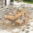 Ensemble repas 8 personnes pour l'extérieur avec trou pour parasol