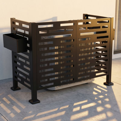 Scendor 46.5" W X 22.5" D X 35.3" H Metal Air Conditioner Fence, 3-sided Outdoor Privacy Screen With Planter Boxes