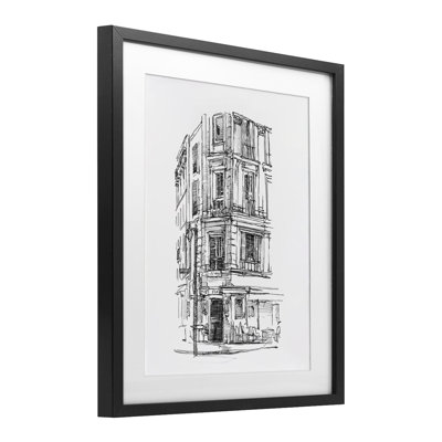 Parisian Boulevard Architecture Framed Print Under Glass, design by Ethan Harper