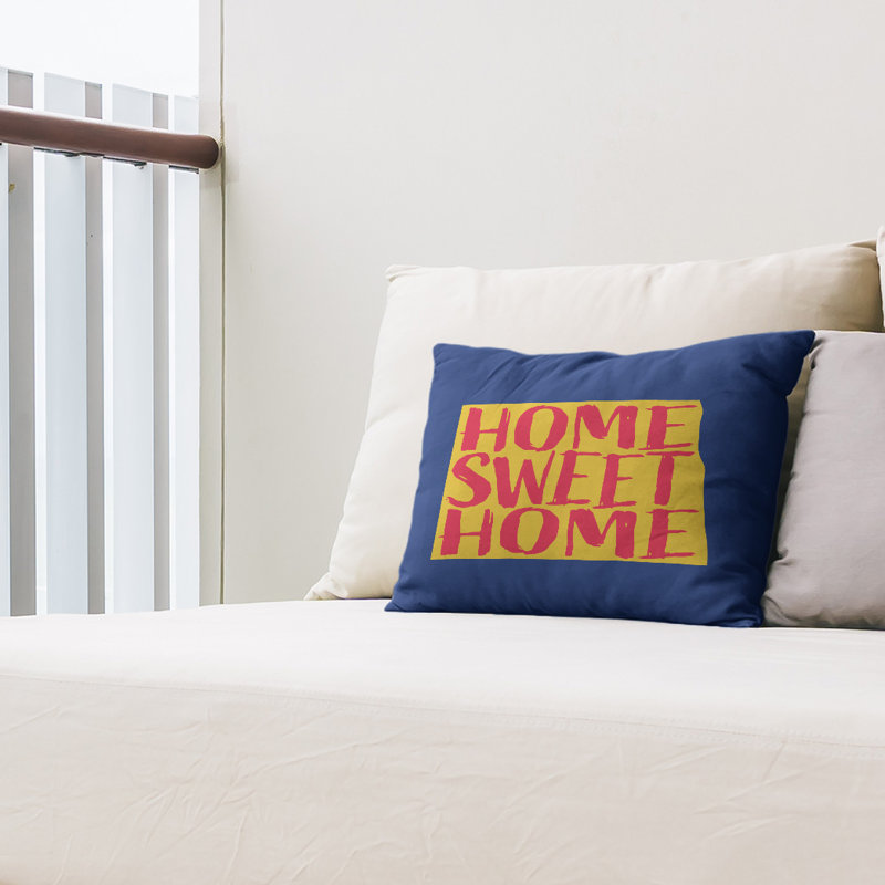 Outdoor Reversible Throw Pillow, Navy/Red/Yellow, North Dakota