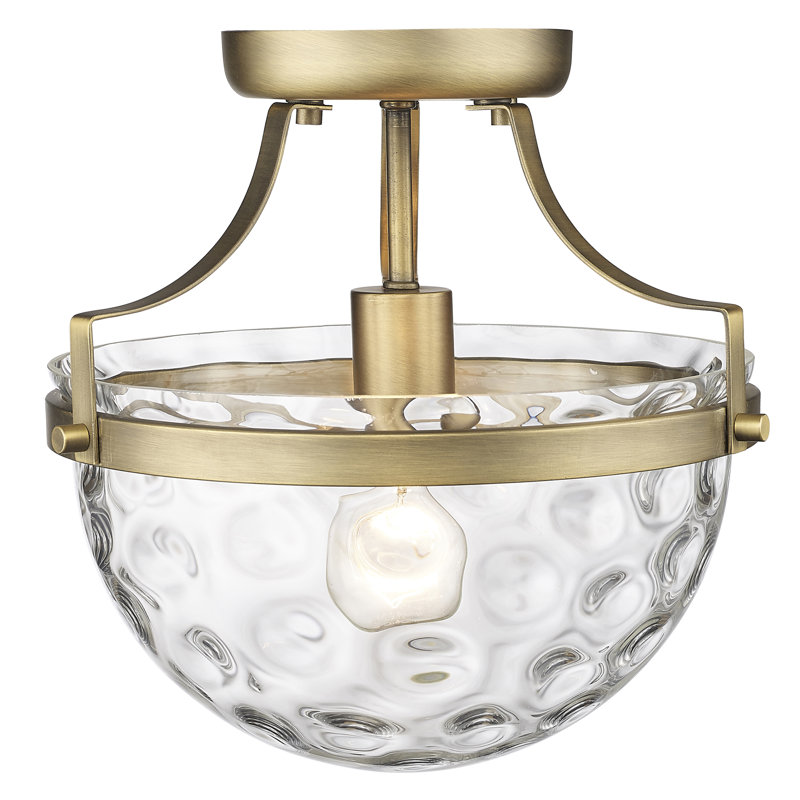 Cannava Glass Semi Flush Mount, Antique Brass