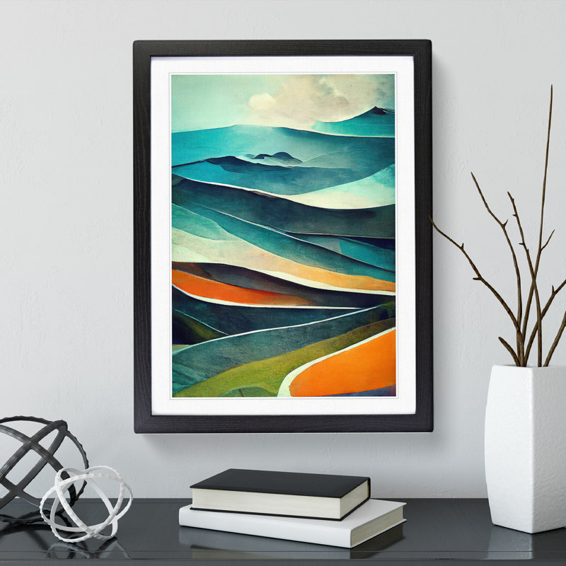 Mountain Landscape Abstract No.4 - Framed Print, Black, 64cm H x 46cm W x 2cm D