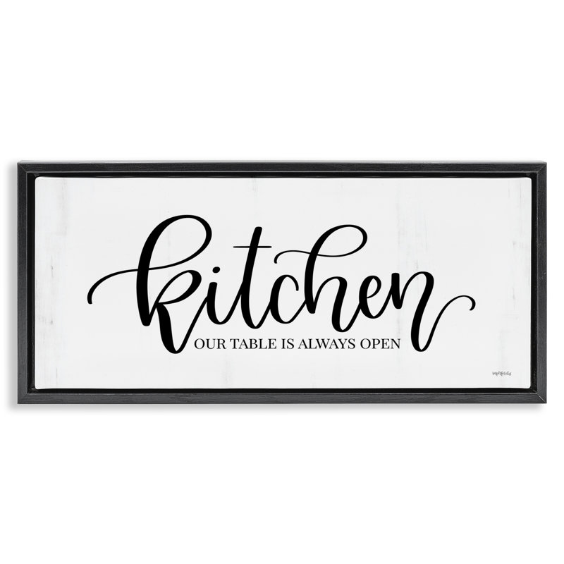 Art mural sur toile flottant Kitchen Kitchen, H 11 po x l 25 po, Cadre flottant noir de jais