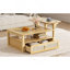 Table basse moderne, table basse avec 1 tablette de rangement, 2 plateaux de table et 1 tiroir en rotin pour le salon