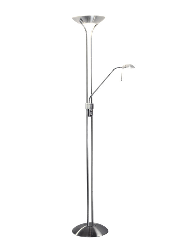 Mccullough 180cm Torchiere Floor Lamp, Satin Chrome