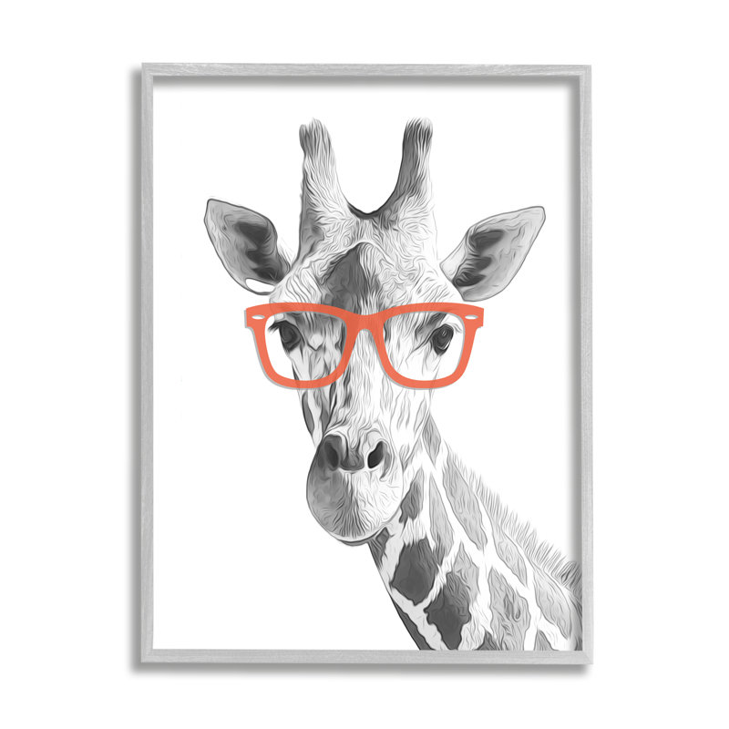 Portrait de girafe monochrome portant des lunettes rouges - Annalisa Latella - impression, H 20 po x l 16 po x P 1,5 po