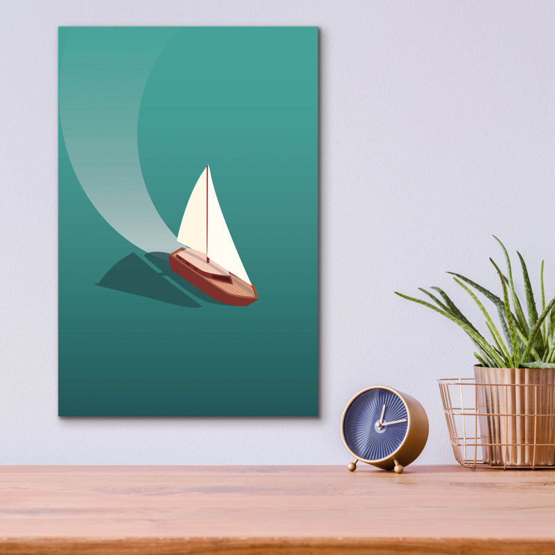  «Sailing 6» par 12 "x 16", art mural en verre acrylique par cadre arctique