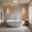 Baignoire profonde 71 po à surface solide blanc mat avec contour antidérapant