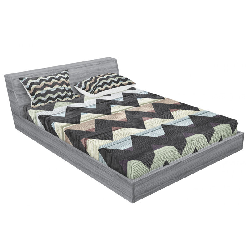 Chevron Microfiber Chevron Sheet Set, Full Sheet Set + Fitted Sheet + 2 Pillowcases