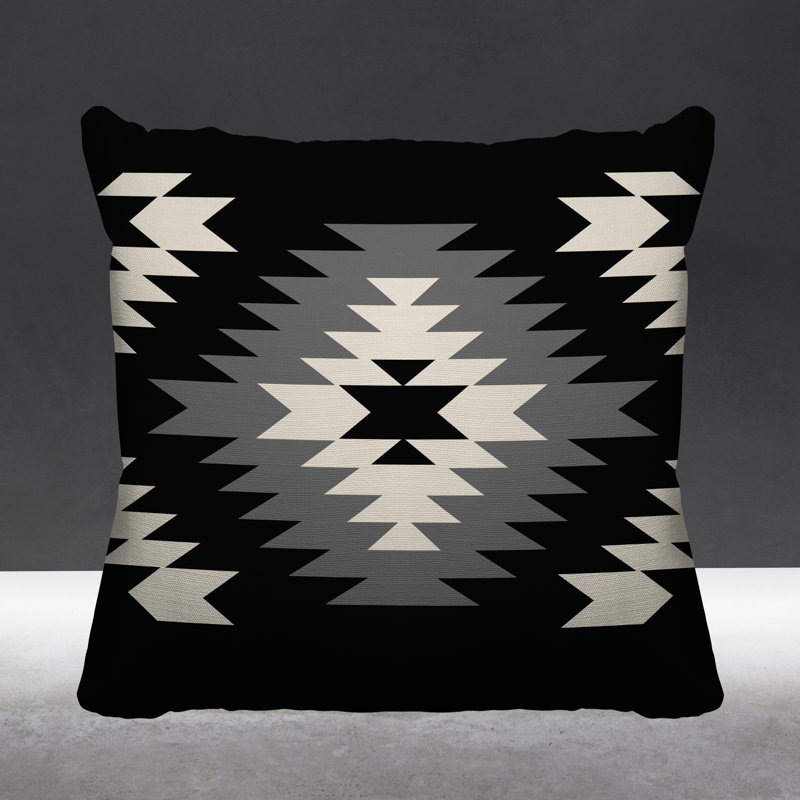 Coussin décoratif intérieur / extérieur Southwestern, L 15 po x H 15 po, gris
