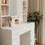 Meuble-lavabo de chambre à coucher avec miroir à DEL et grand espace de rangement: coiffeuse blanche à 5 tiroirs, 2 armoires réglables, prises de courant style américain - armoires à tiroirs à utiliser
