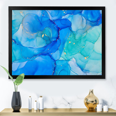 «Blue Luxury Abstract Fluid Art XXIV», reproduction d'art moderne sur toile