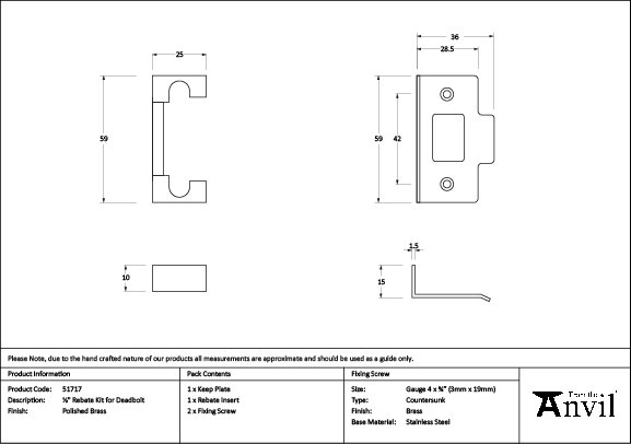 Rebate Kit, Polished Brass