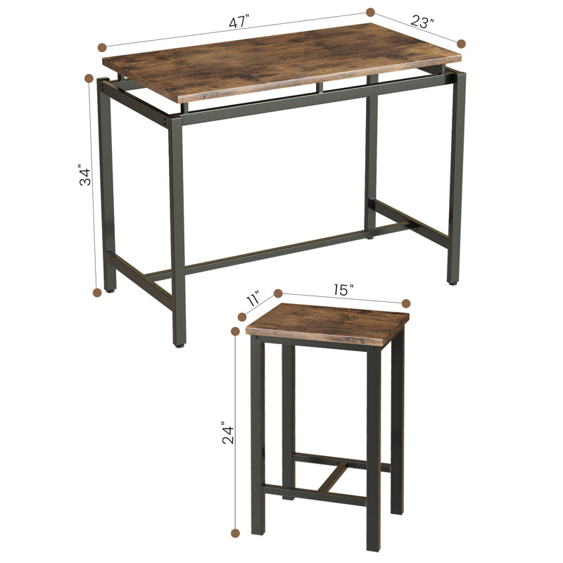 Charmaigne 5-Piece Modern Industrial Dining Set Bar Set | Compact Table & Stools with Space-Saving Design for Dining/Breakfast Nook