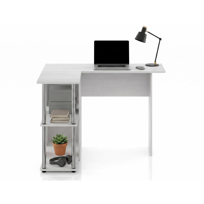 Plastic / Acrylic Computer Desk, White/Silver
