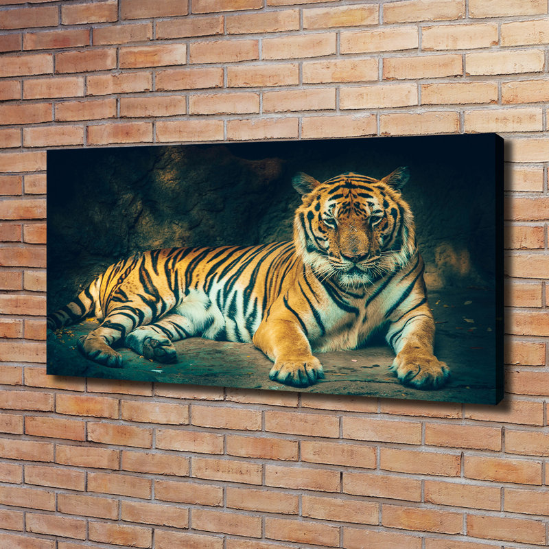 A Tiger in a Cave 1 Piece Wrapped Canvas Wall Art